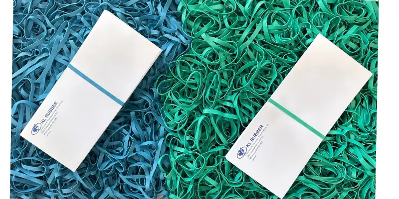 Blue postal rubber bands for high-volume mail operations