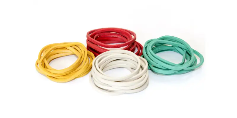 Custom printed and colored rubber bands for branded commercial programs