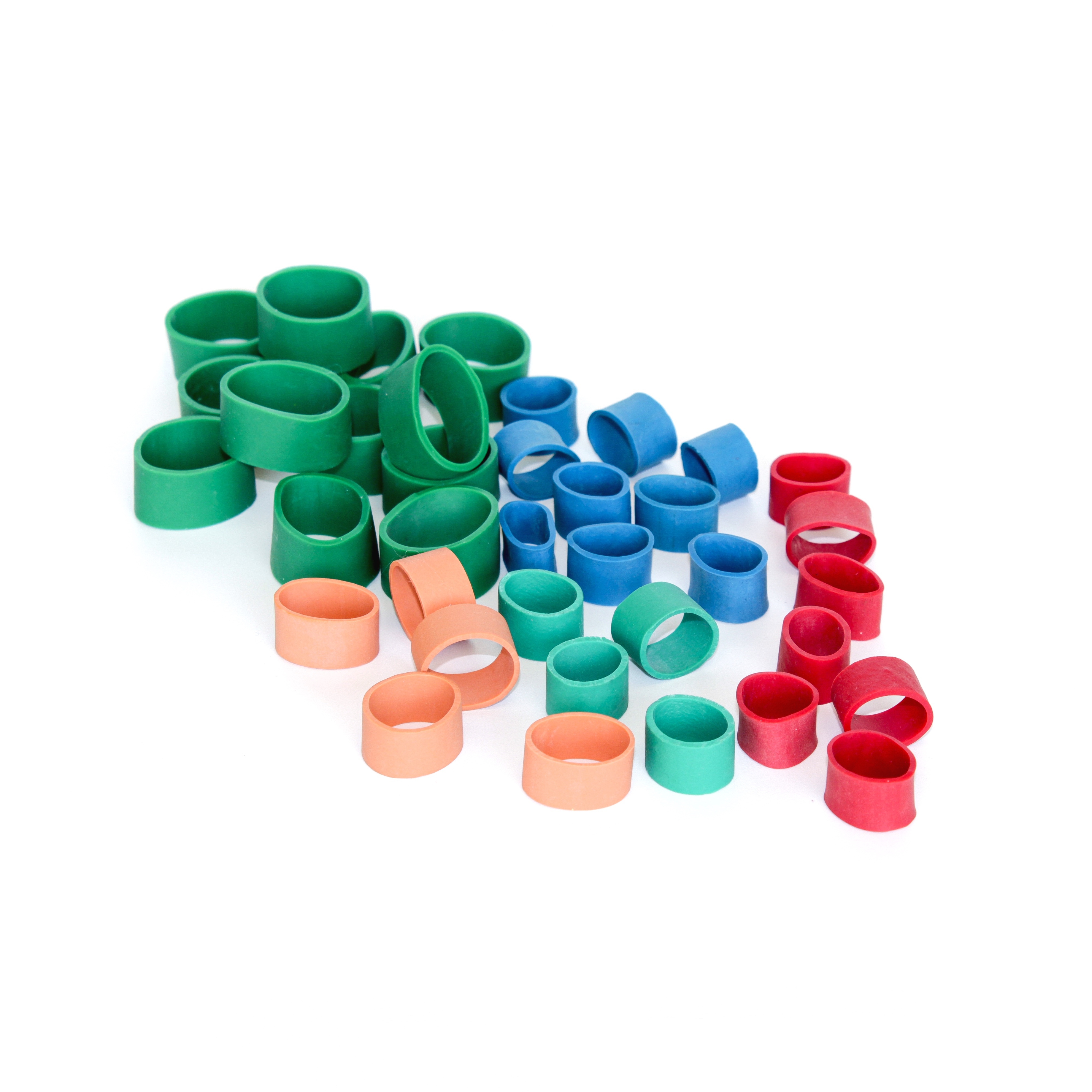 Color-coded lobster and crab rubber bands for secure seafood processing and storage