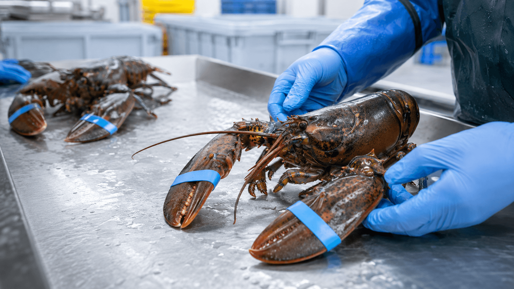 Lobster and crab bands used for secure seafood handling in cold and wet conditions